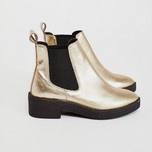 NWOB Heiress x Free People Caleb Chelsea Metallic Leather Slip On Ankle Boot
